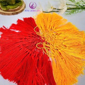 Lóc 50 Sợi Dây Tua Rua KATEDA màu Đỏ và Vàng, Trang Trí Quạt Cổ Trang Phụ Kiện 13CM