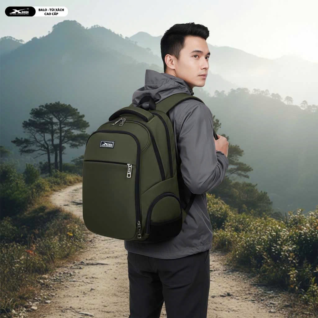 Balo Du Lịch Dung Tích Lớn Đựng Laptop 17 Inch Xbags Travel Cao Cấp Màu Xanh Lính Nam Mạnh Mẽ – Xb1001!