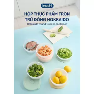 Hộp thực phẩm trữ đông TRÒN kháng khuẩn, nắp có đồng hồ ghi nhớ thời gian trữ đông Inochi