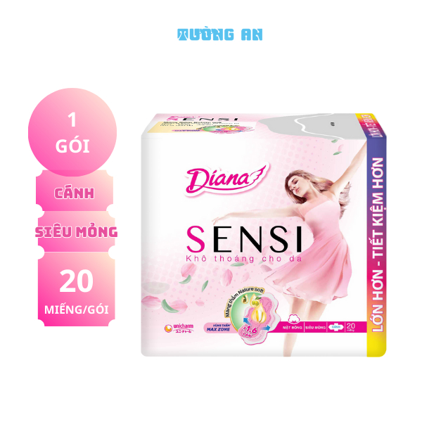 Băng Vệ Sinh Diana Sensi Có Cánh Siêu Mỏng 20 Miếng
