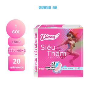 Băng Vệ Sinh Diana Siêu Thấm Khô Thoáng Có Cánh Siêu Mỏng 20 Miếng