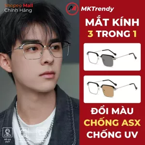 Kính râm đổi màu thời trang nam nữ MKTRENDY gọng kim loại chống tia UV chống ánh sáng xanh phong cách X10
