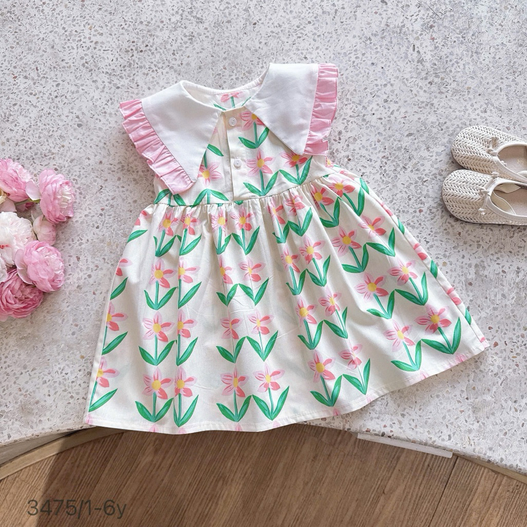 Set váy và bộ bé gái mùa hè OP chất thô cotton mềm mát, họa tiết xinh xắn, size 1-6 tuổi (9-26kg)