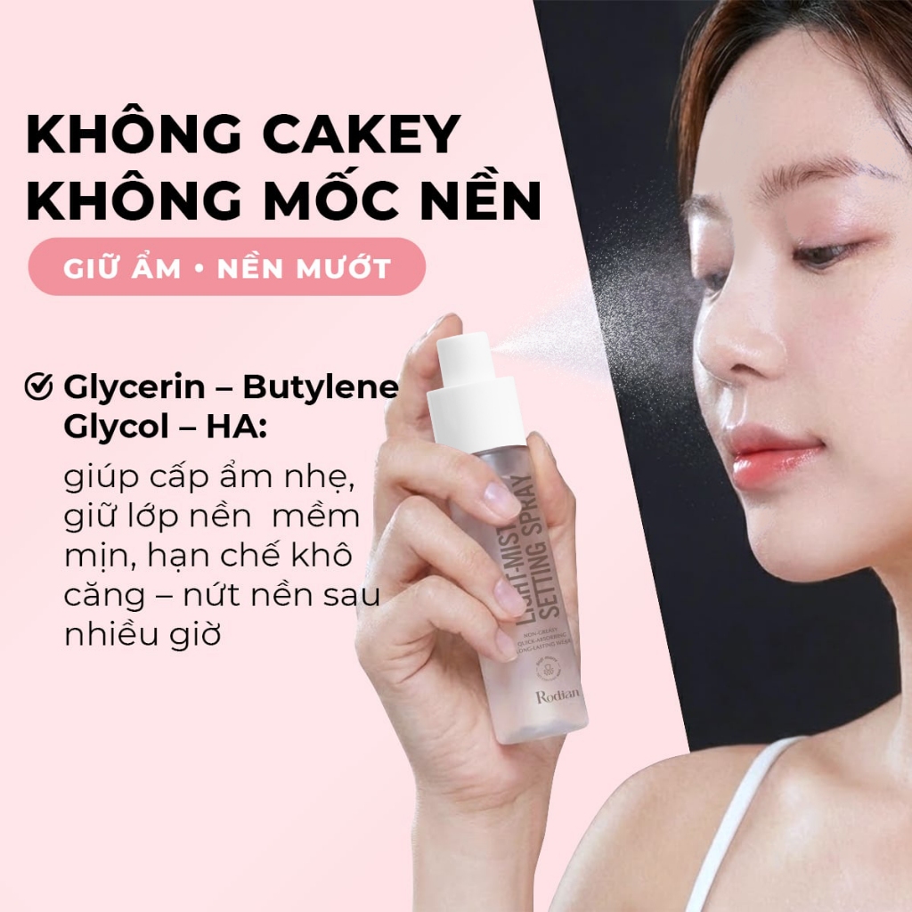 Xịt Khóa Nền Trang Điểm Rodian Light - Mist Setting Spray Lâu Trôi Và Kiểm Soát Dầu Trên Da 80ml