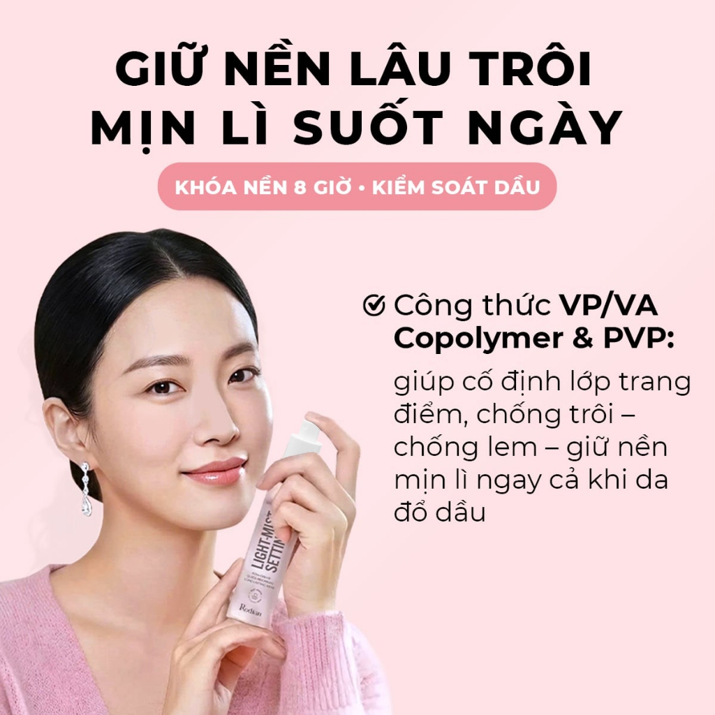 Xịt Khóa Nền Trang Điểm Rodian Light - Mist Setting Spray Lâu Trôi Và Kiểm Soát Dầu Trên Da 80ml