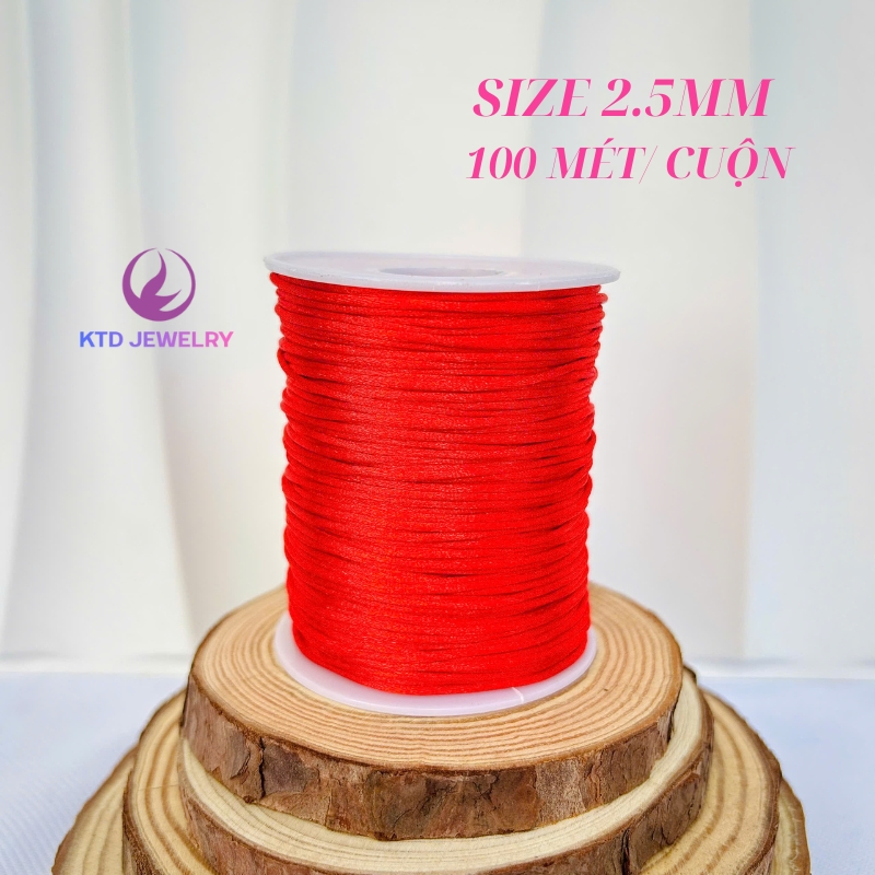 Dây Đỏ May Mắn KATEDA Dùng Để Thắt Vòng Tay, Xâu Hạt, Thắt Phụ Kiện Treo Xe Oto 100m / cuộn