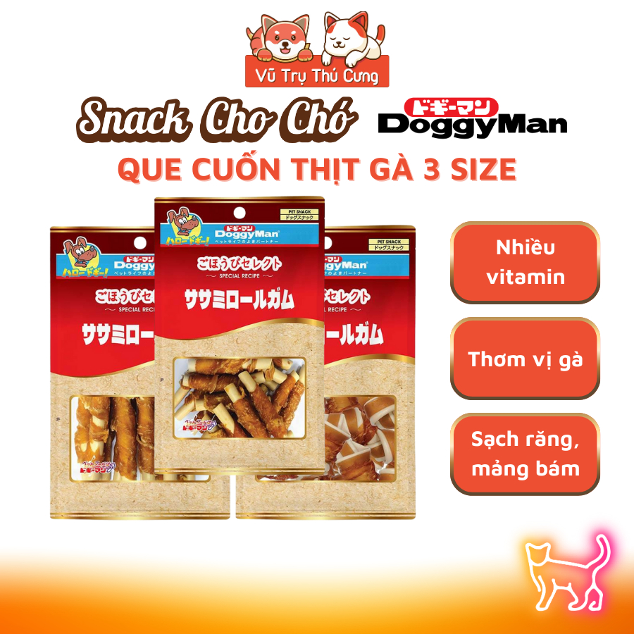 Snack Cho Chó Dạng Que Cuộn Thịt Gà DoggyMan
