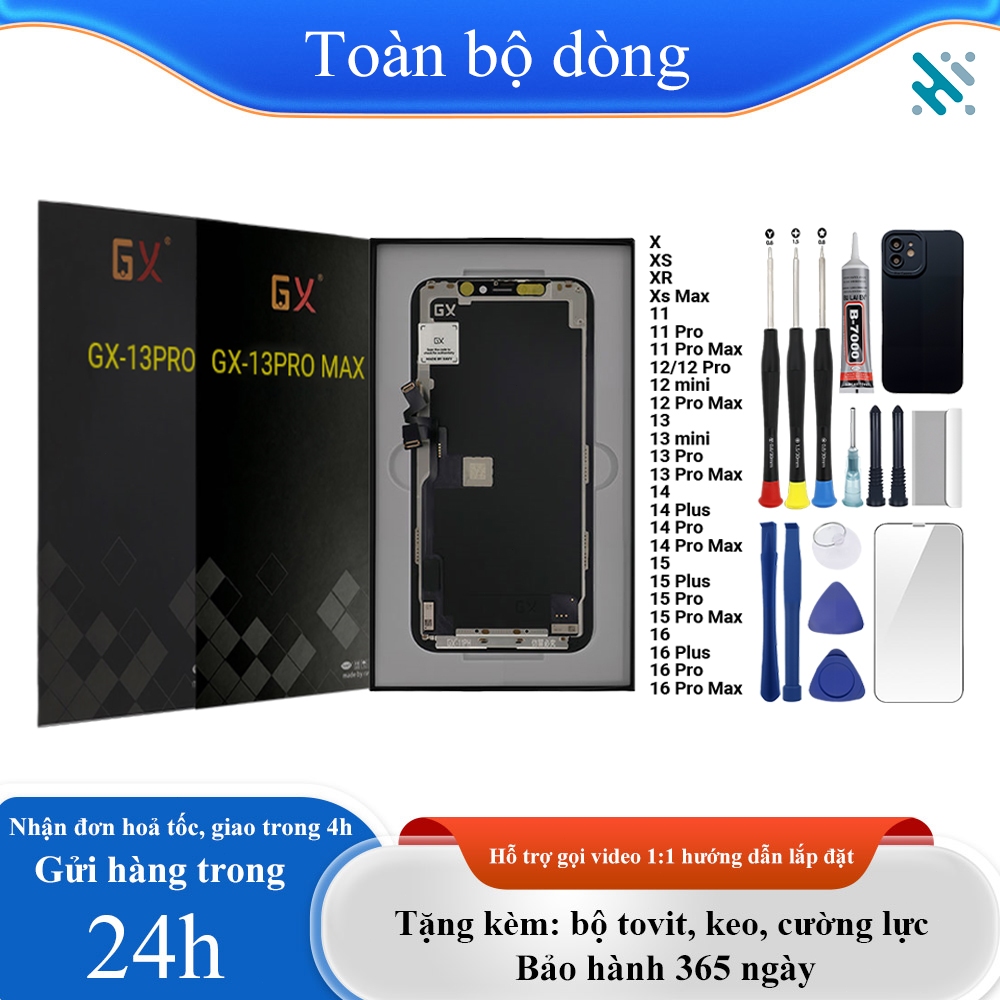 Màn hình GX OLED/HD+chính hãng tương thích IP X/XS/XR/Xs Max/11/12/13/MINI/14/15/16/Pro/Plus/Pro Max