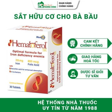 Sắt Hữu Cơ Cho Bà Bầu MedEq Hematoferol - Hỗ Trợ Giảm Nguy Cơ Thiếu Máu Do Thiếu Sắt 30 Viên/Hộp