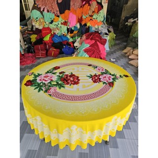Khăn trải bàn tròn thun in 5D