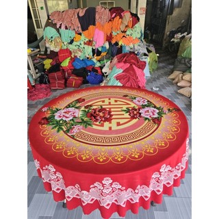 Khăn trải bàn tròn thun in 5D
