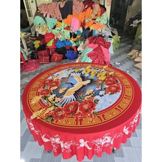 Khăn trải bàn tròn thun in 5D