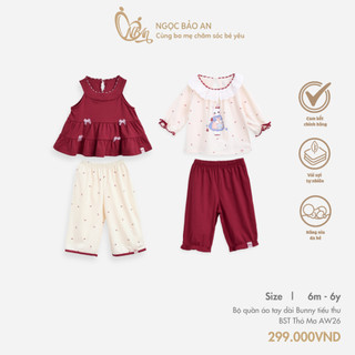 NGỌC BẢO AN KIDS (6M-7Y) Bộ Quần Áo Dài Tay Bé Gái Chất Vải Cotton Thoáng Mát, Co Giãn Tốt Cho Bé Từ 8kg5 đến 25kg