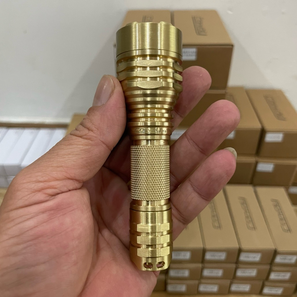 Convoy T8 Brass Đèn pin LED 519A SFT-25R 3v 5A 12groups Buck Pin 14500 ...