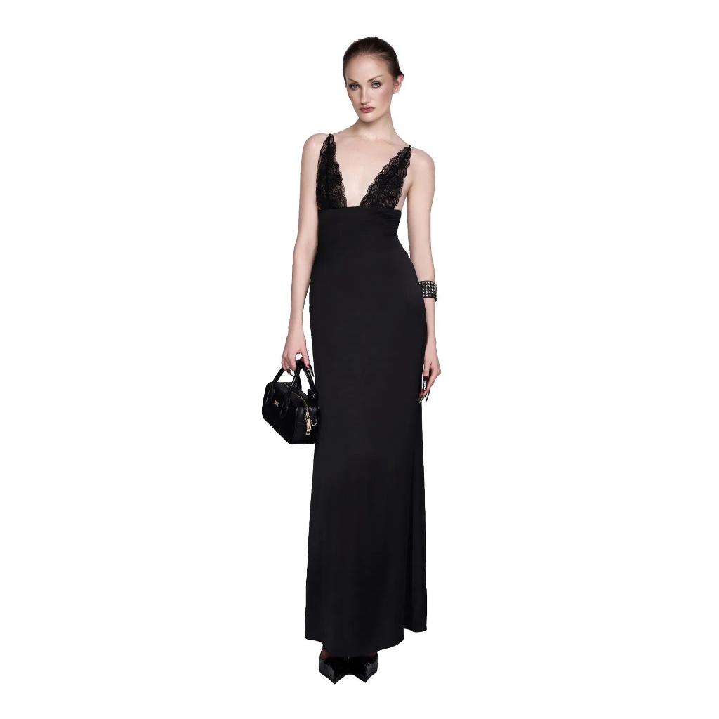 LSOUL Đầm Lụa Dài 2 Dây Phối Lưới Ren Xuyên Thấu Quyến Rũ Gaga Dress V24121646 V24121647