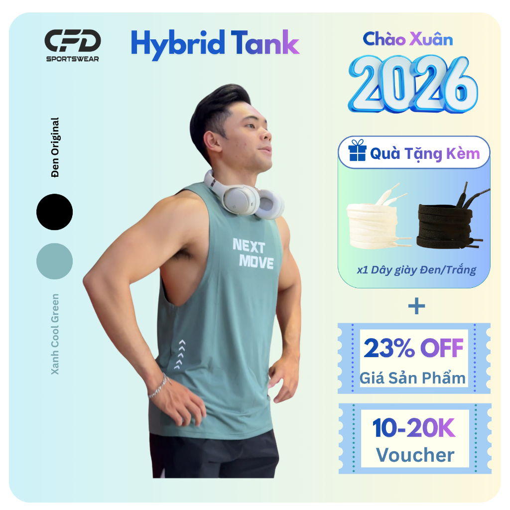 Áo Gym Nam TankTop Form Body, CFD Hybrid Tôn Dáng, Thoáng Khí Nhanh Khô
