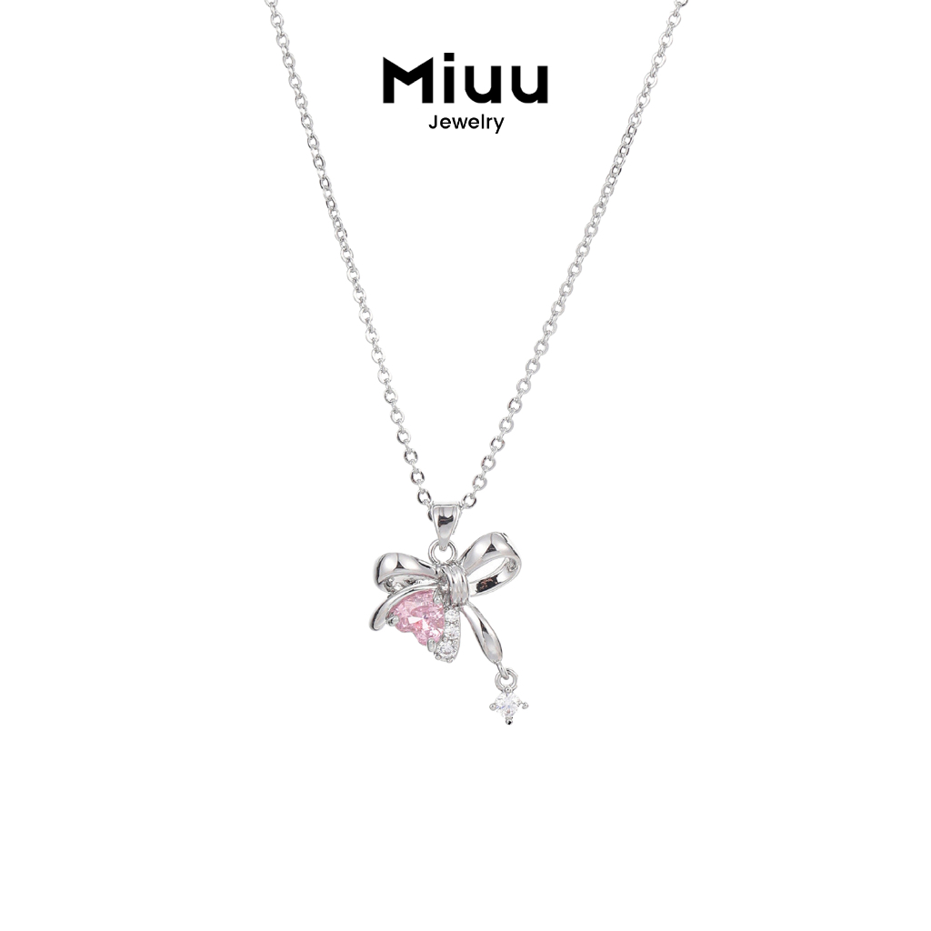 Dây chuyền nữ Miuu Jewelry, vòng cổ nữ Nơ đá hồng FSA 15