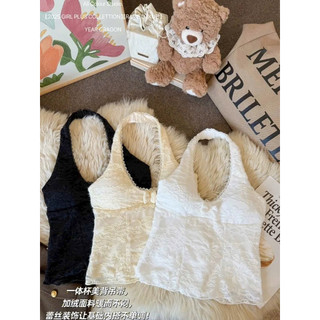 LT - Áo len nữ yếm ren nơ ngực, có đệm mút free size, ren quảng châu free size 1538