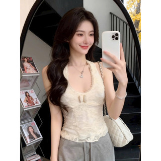LT - Áo len nữ yếm ren nơ ngực, có đệm mút free size, ren quảng châu free size 1538