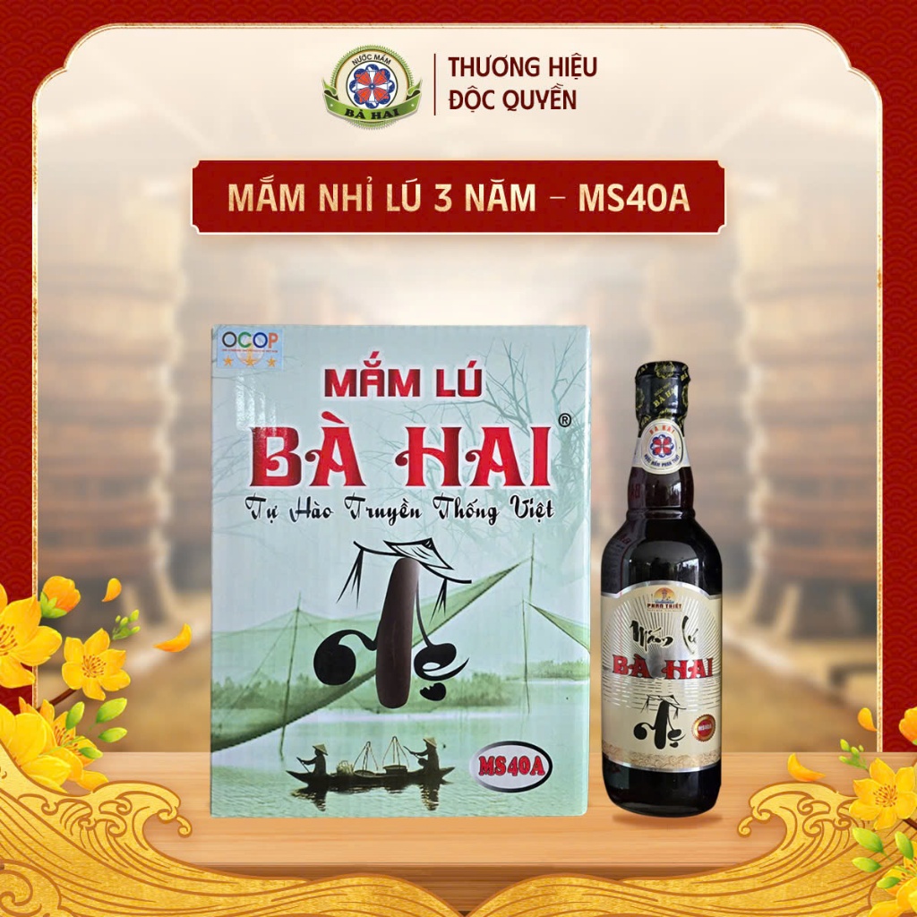 Thùng Nước Mắm Nhĩ Lú Cá Cơm Bà Hai Đặc Biệt ( Ủ Chượp 3 Năm/ Thùng 6 chai thủy tinh x 500ml )