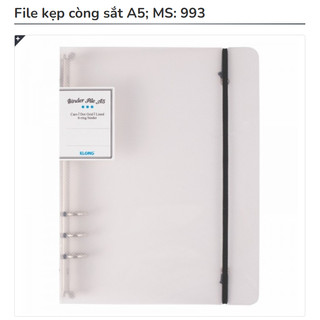 KLONG - Binder Bìa File Kẹp Còng Sắt Size A5 6 Chấu ; MS: 993 ♥ Lẻ Bìa Ngoài, Túi Zip Gắn Còng