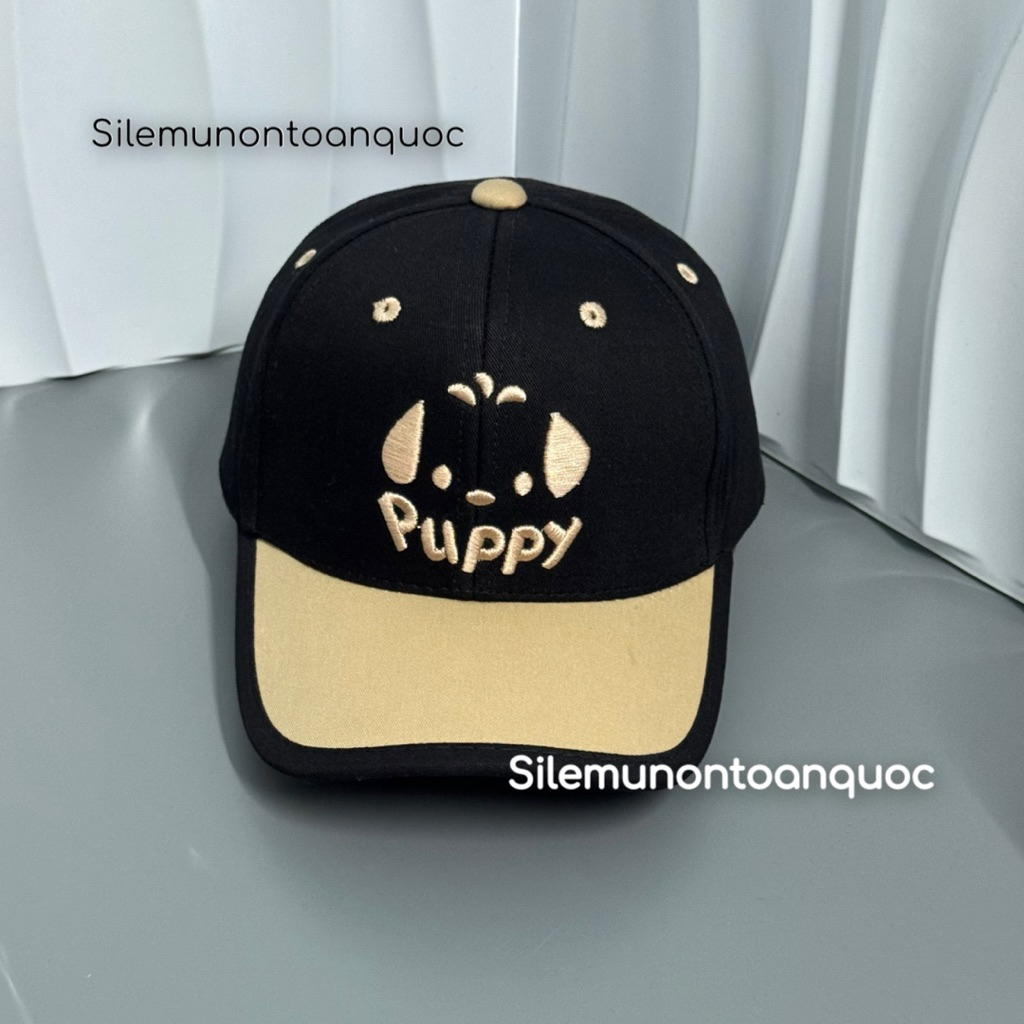 Mũ kết puppy cho bé 3-8 tuổi - Nón lưỡi trai kaki phối màu thêu hình dễ thương puppy thời trang cho bé siêu đẹp