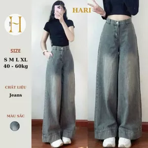 Quần jeans suông ống rộng Hari màu xanh hack dáng siêu xinh