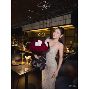 Đầm body nhúng 2 dây Khiết phối dây đính đá phong cách quyến rũ KD534