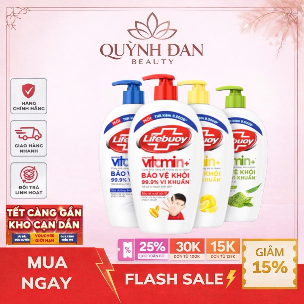Nước Rửa Tay Lifebuoy Bảo Vệ Khỏi 99.9% Vi Khuẩn Gây Bệnh Với Ion Bạc+ Hỗ Trợ Cùng Đề Kháng Da Tự Nhiên 180g , 450G