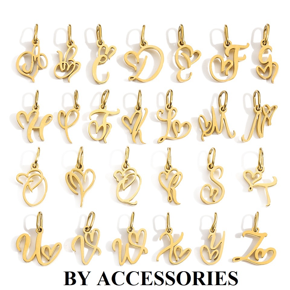 Mặt dây chuyền chữ cái phối trái tim nhỏ xinh thép không gỉ mạ vàng 14K MA3 BY ACCESSORIES