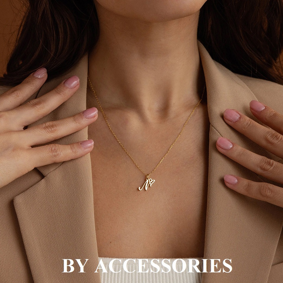 Mặt dây chuyền chữ cái phối trái tim nhỏ xinh thép không gỉ mạ vàng 14K MA3 BY ACCESSORIES