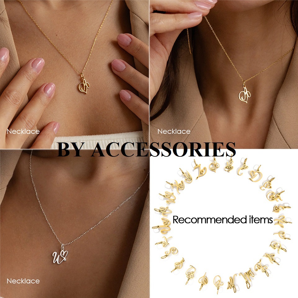 Mặt dây chuyền chữ cái phối trái tim nhỏ xinh thép không gỉ mạ vàng 14K MA3 BY ACCESSORIES