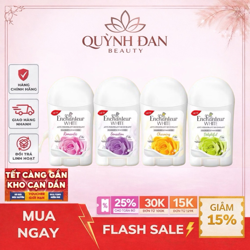 Sáp khử mùi trắng da Enchanteur Charming/ Romantic/ Delightful 40gr