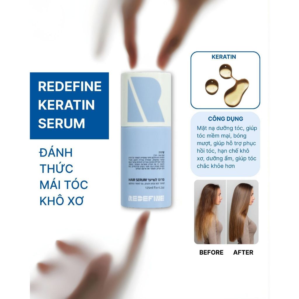 Serum REDEFINE-Keratin Serum dưỡng tóc bóng mượt - Tinh dầu dưỡng tóc phục hồi chẻ ngọn, chống nắng (125ml)