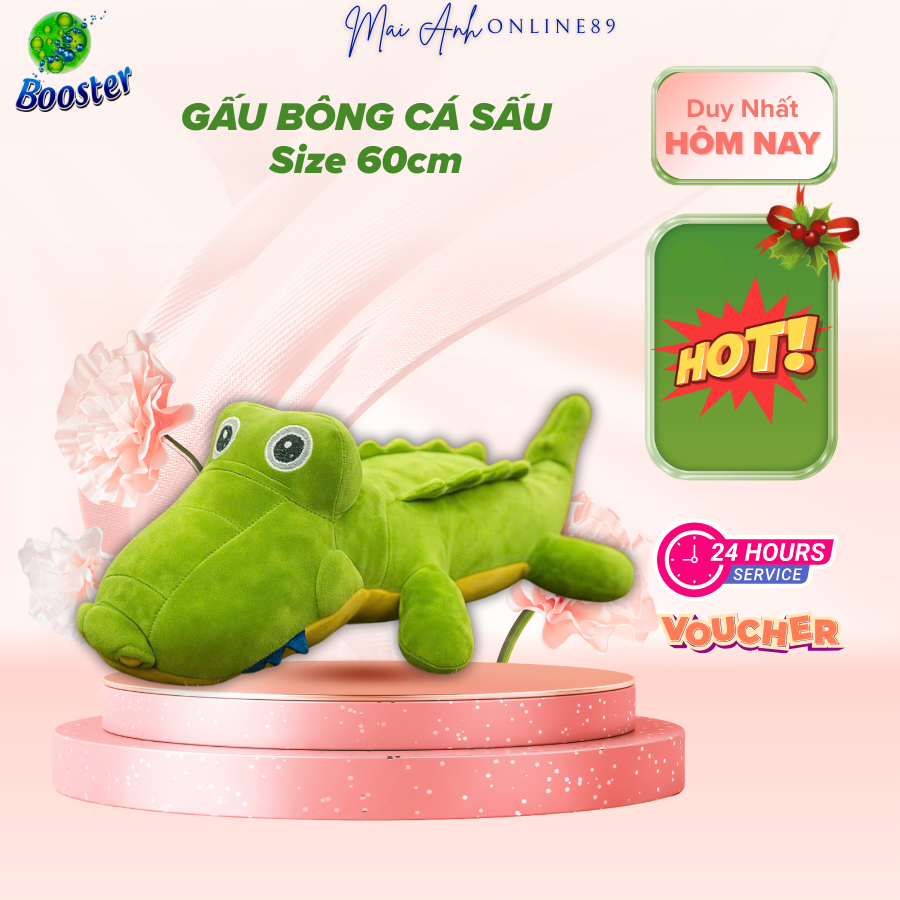Gấu cá sấu,  xanh size 55cm - thú bông Hàng cao cấp