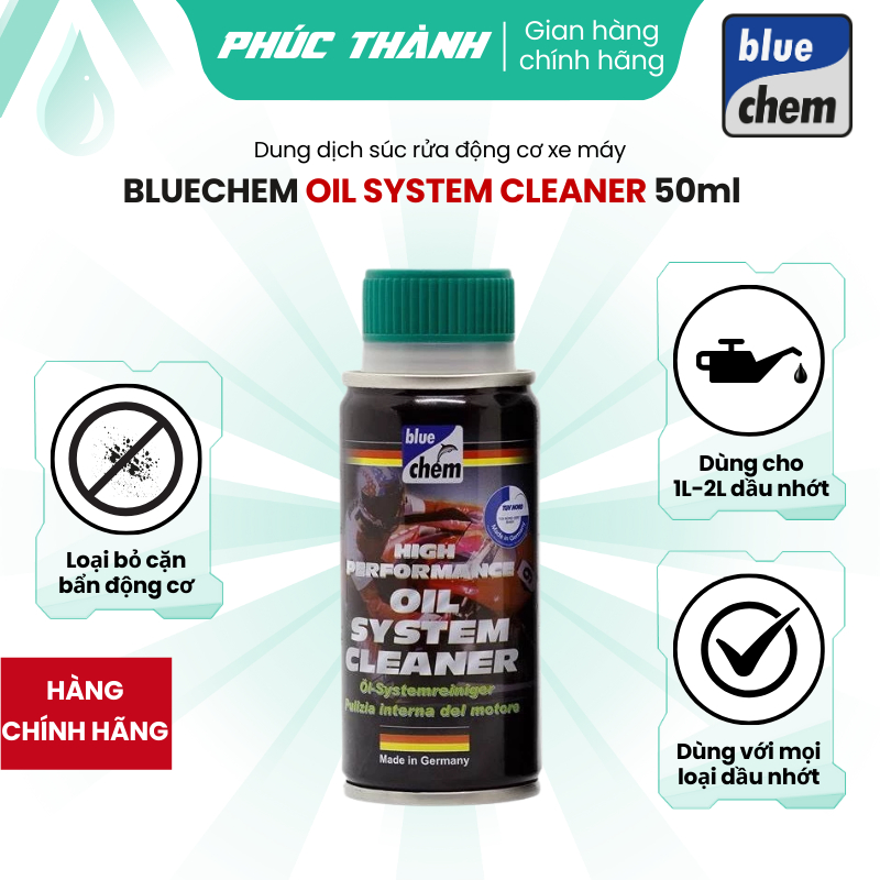 Súc Rửa Động Cơ Xe Máy BLUECHEM OIL SYSTEM CLEANER 50ml Nhập Khẩu Đức - Chính Hãng