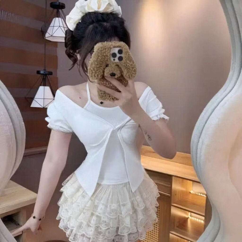 [Deal mở bán] Áo kiểu cổ yếm phối thun nữ A124 | BigBuy360 - bigbuy360.vn