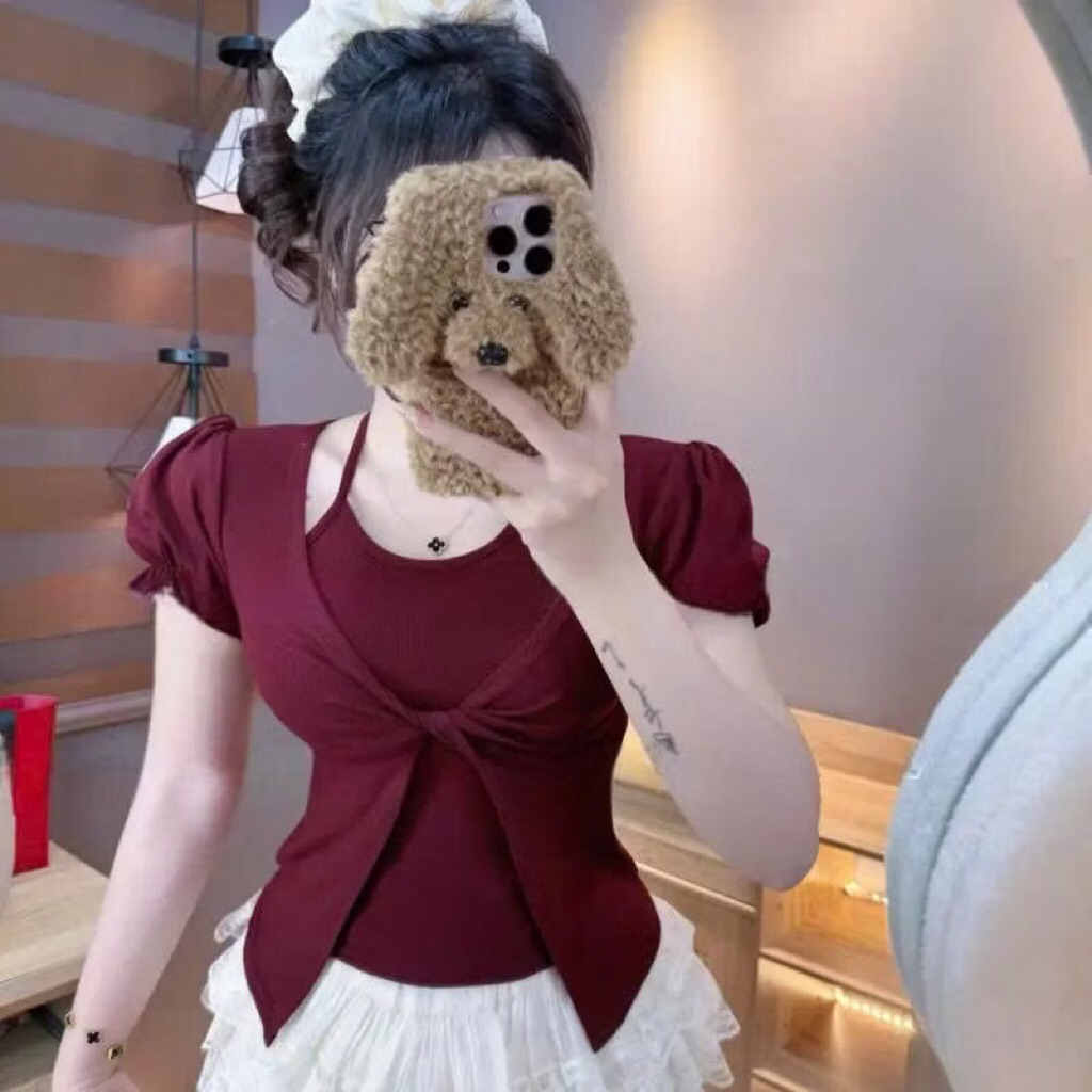 [Deal mở bán] Áo kiểu cổ yếm phối thun nữ A124 | BigBuy360 - bigbuy360.vn