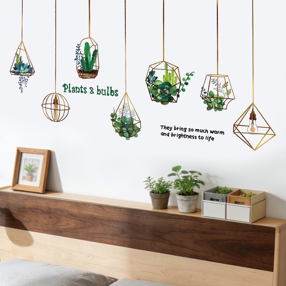 Decal Dán Tường Chậu Cây Treo Có Keo Sẵn 155x80.5cm - Trang Trí Tường Phong Cách Bắc Âu