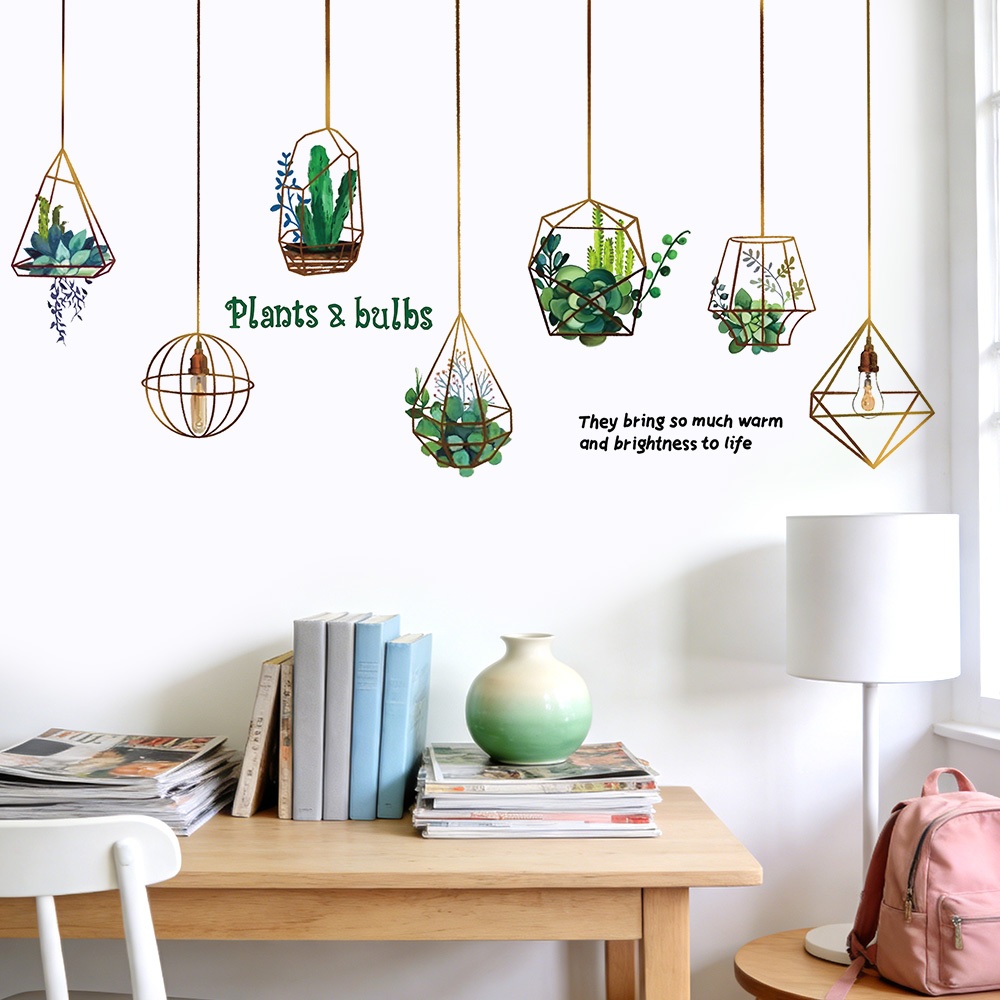 Decal Dán Tường Chậu Cây Treo Có Keo Sẵn 155x80.5cm - Trang Trí Tường Phong Cách Bắc Âu
