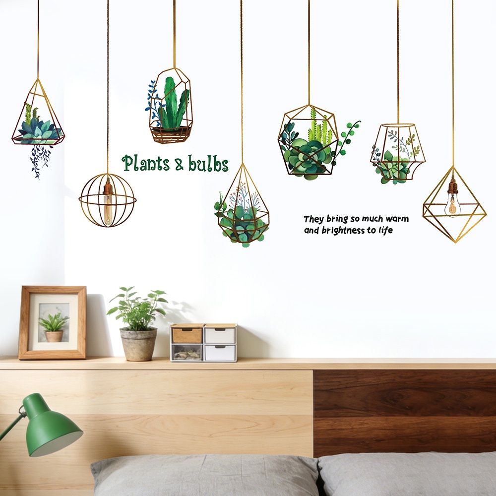 Decal Dán Tường Chậu Cây Treo Có Keo Sẵn 155x80.5cm - Trang Trí Tường Phong Cách Bắc Âu