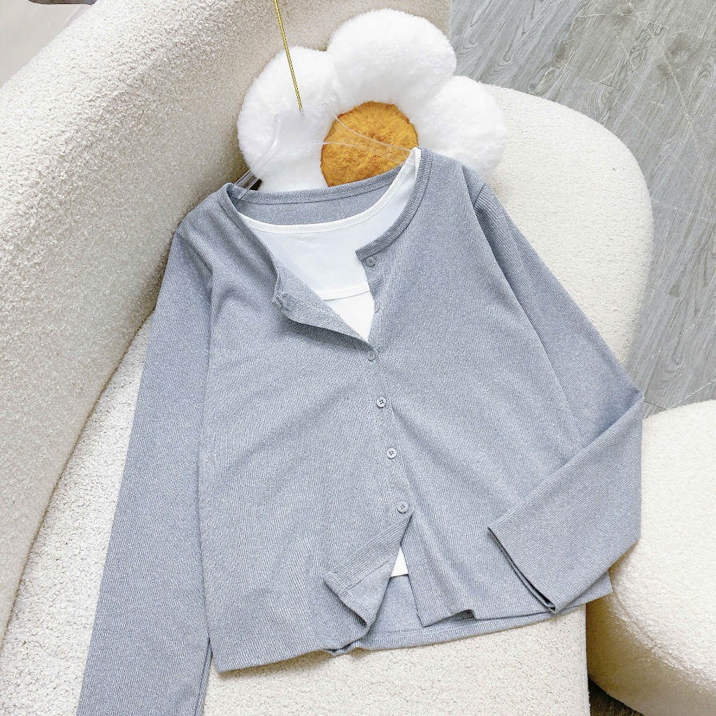 SET Áo Khoác Cardigan Bigsize Nữ + Áo Ba Lỗ Bên Trong – Mặc Là Gọn Dáng A310+G245