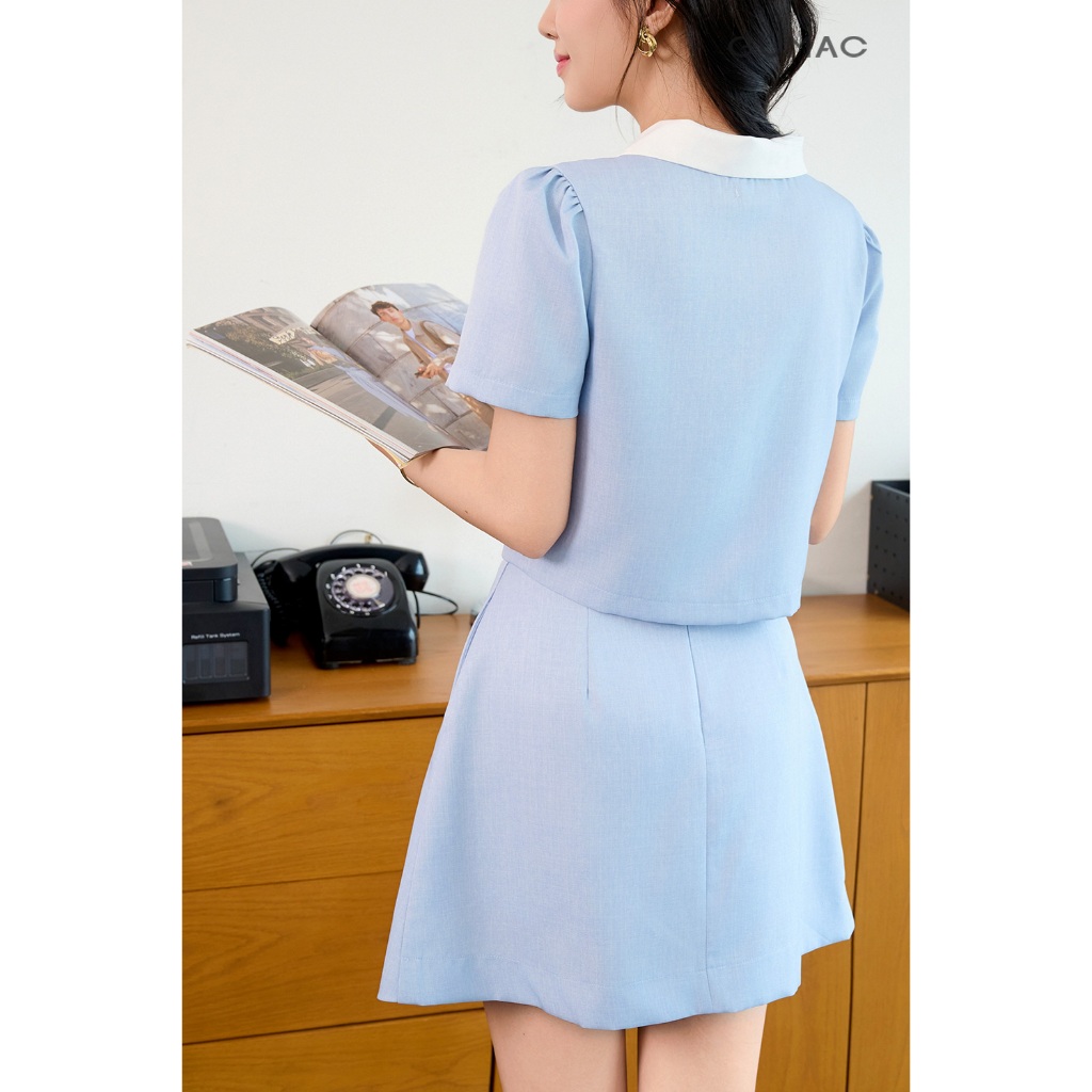 Set lẻ Áo dáng lửng phối cổ  AF07053 - Chân váy nữ GUMAC A  VF07052