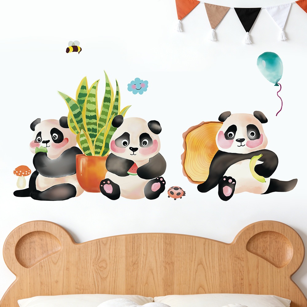 Decal Dán Tường Gấu Trúc Panda Dễ Thương Có Keo Sẵn 87x50cm – Trang Trí Phòng Ngủ Cho Bé
