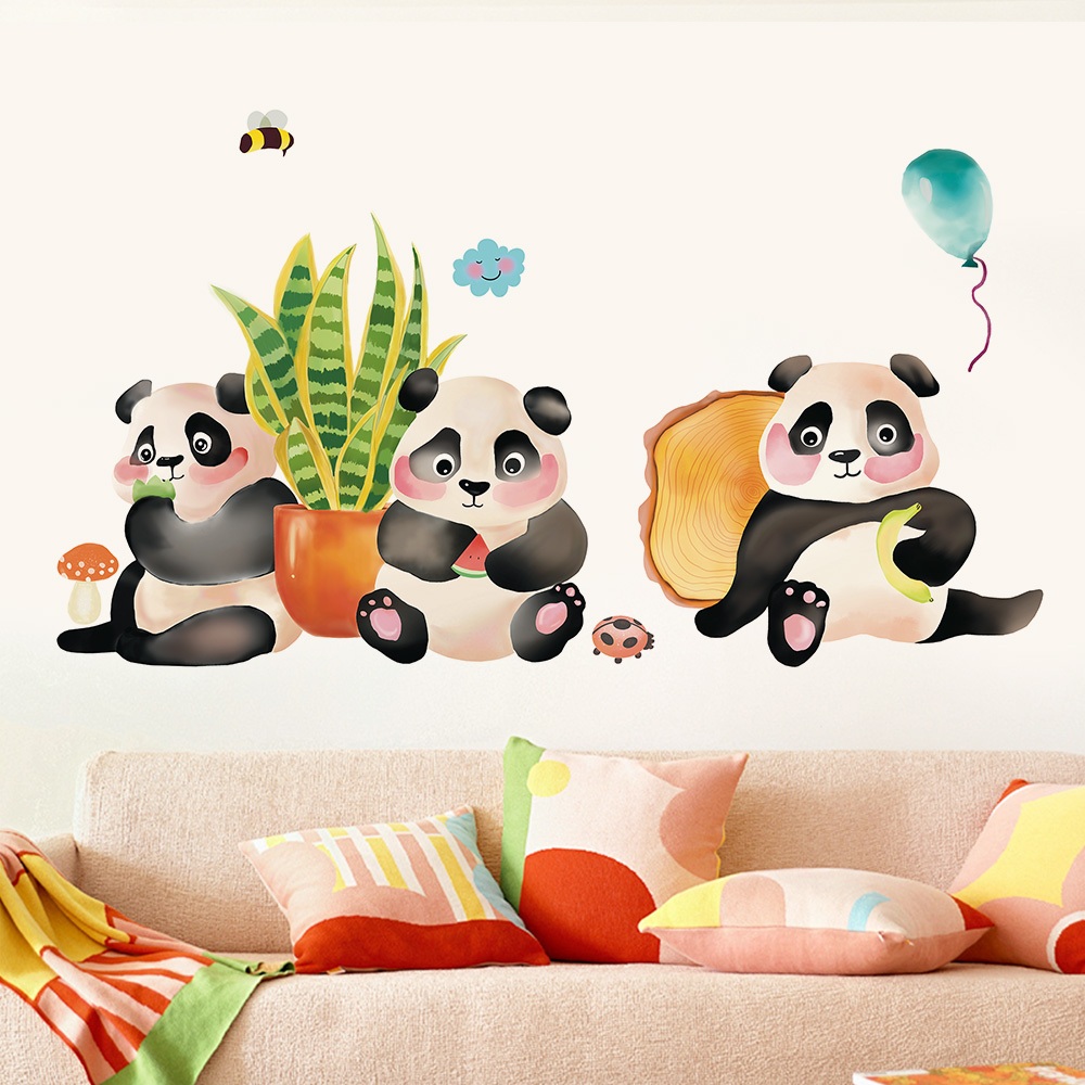 Decal Dán Tường Gấu Trúc Panda Dễ Thương Có Keo Sẵn 87x50cm – Trang Trí Phòng Ngủ Cho Bé