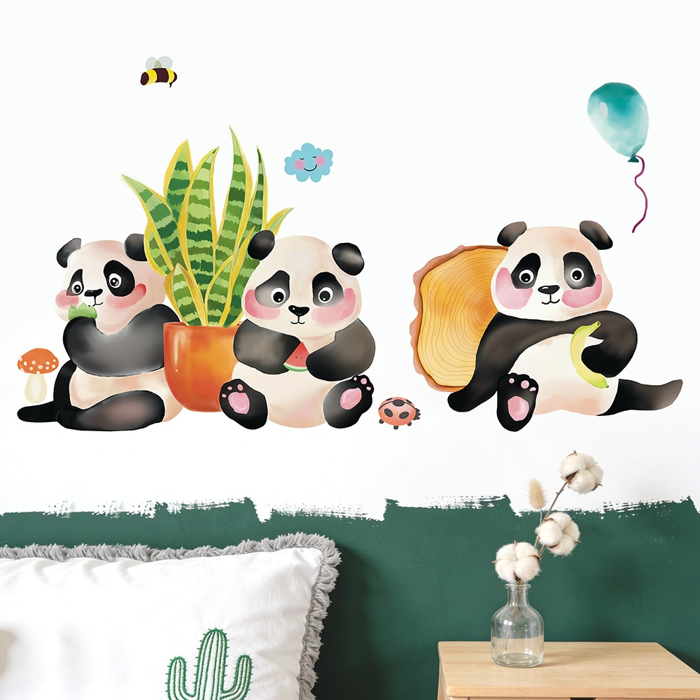 Decal Dán Tường Gấu Trúc Panda Dễ Thương Có Keo Sẵn 87x50cm – Trang Trí Phòng Ngủ Cho Bé