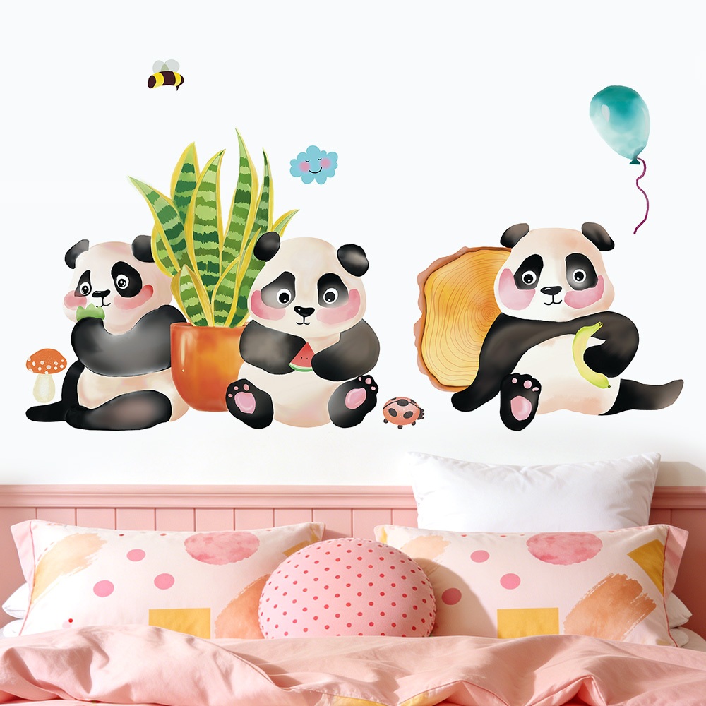 Decal Dán Tường Gấu Trúc Panda Dễ Thương Có Keo Sẵn 87x50cm – Trang Trí Phòng Ngủ Cho Bé