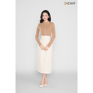 Áo Thun 𝐂𝐂𝐇𝐀𝐓 Dáng Ôm Luni Cổ Tàu Có Đệm Vai Chất Liệu Mềm Mại 15TDC2004OT