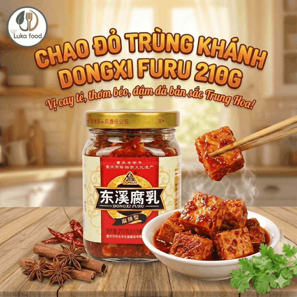 Chao Đỏ Trùng Khánh Dongxi Chao khô 210g - Chao Dầu Cay Béo Ngậy Ăn Cháo, Chấm Lẩu Nướng Chuẩn Vị Nội Địa Trung Luka