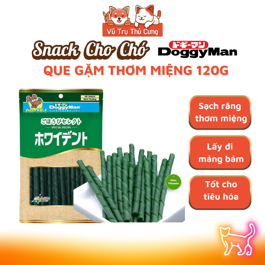 Que gặm thơm miệng cho chó DoggyMan, bánh thưởng bổ sung vitamin, làm sạch răng 120g